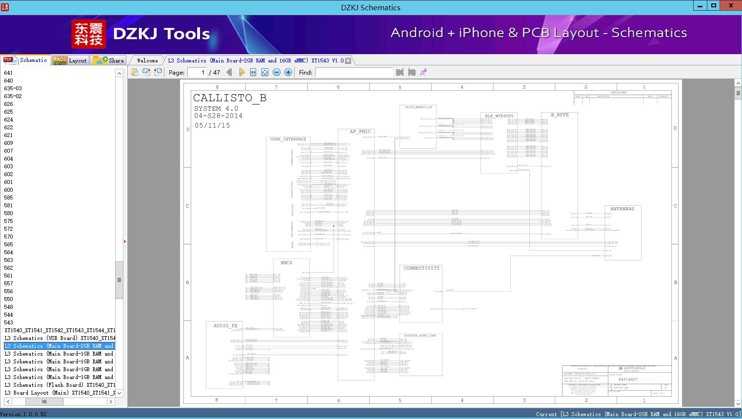 L3 Schematics (Main Board-2GB RAM and 16GB eMMC) XT1543 V1.0